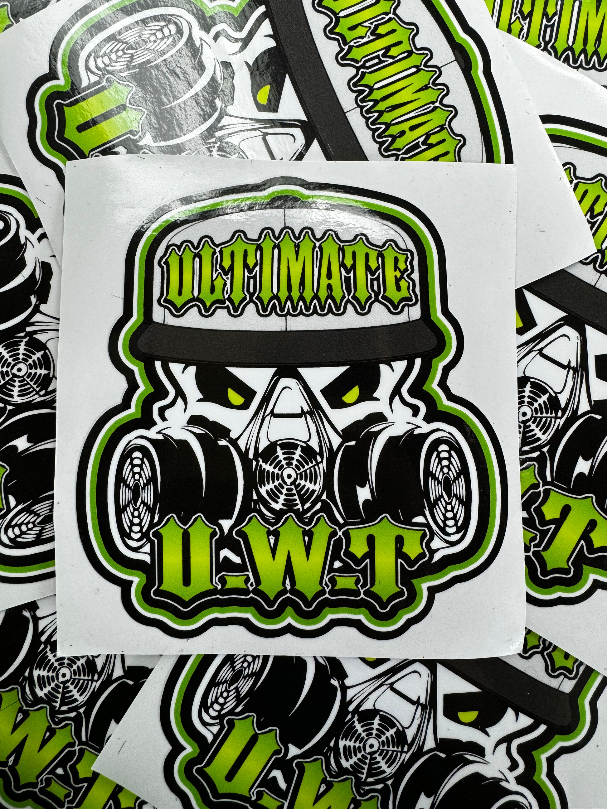 Upwt Sticker “UWT GREEN SKULL” STICKER – Ultimate Wheels & Tires
